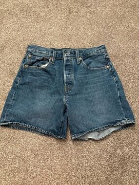 High-Rise Blue Denim Jean Shorts